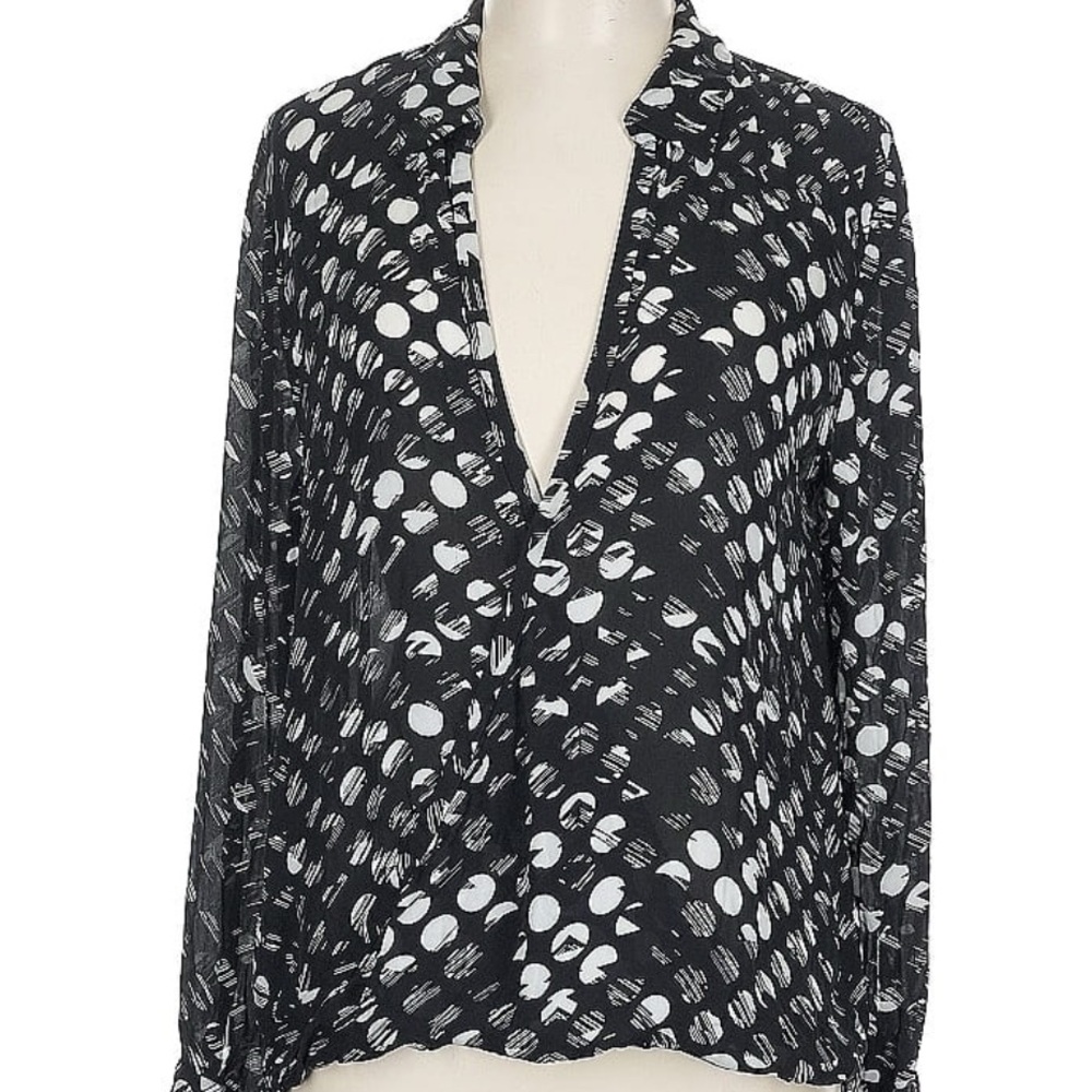 Black and White Patterned Blouse